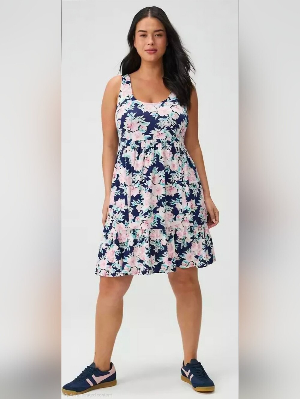 Torrid Navy with Pink Floral Sleeveless Tank Swing Dress w/pockets Size 5X NWT